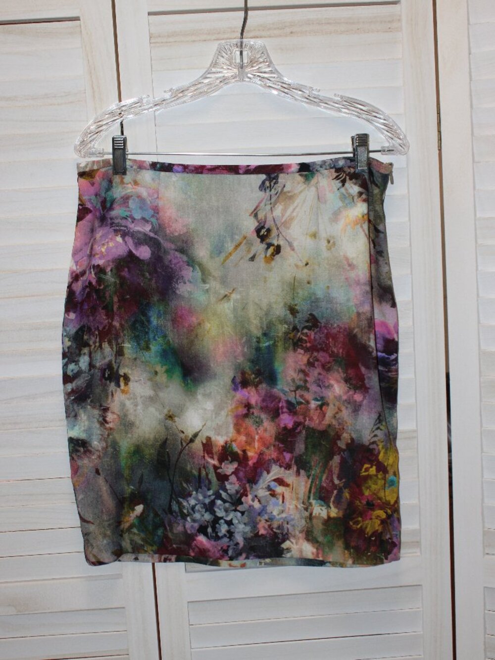 Karen Kane Pink Multi Floral Crepe Pencil Skirt Size Medium
